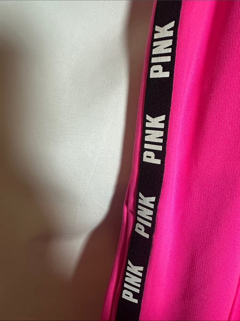 PINK Victoria's Secret Hot Pink Track Pants with Black Drawstring - Picture 3 of 10